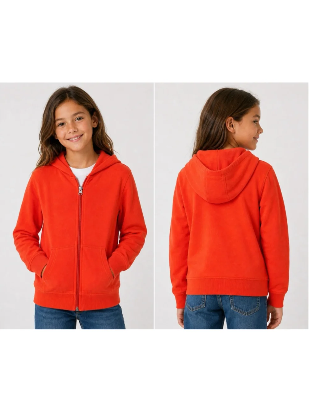 Hanna Andersson Orange Zip Hoodie‎ Kids 150 / US 12 Boys Girls Unisex Cotton